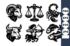 Zodiac signs Aries Taurus Libra Scorpio Sagittarius Pisces v Product Image 1
