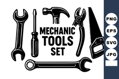 Mechanic tools wrench hammer screwdriver pliers saw vector Product Image 1