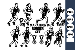 Marathon runner with male and female athletes jogging and m Product Image 1
