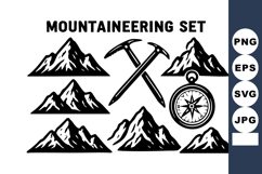 Mountaineering with mountain peaks crossed ice axes and com Product Image 1
