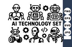 AI technology with robot icons and gears representing artif Product Image 1