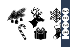 Christmas holiday themed black silhouette icons including re Product Image 1