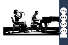 Jazz singer and pianist performing live on stage in silhouet Product Image 1