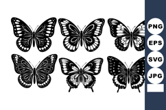 Vintage butterfly silhouettes collection with six detailed w Product Image 1