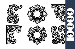 Classic ornamental vintage floral corner and round frame dec Product Image 1