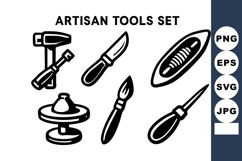 Artisan tools with hammer knife paintbrush pottery wheel an Product Image 1