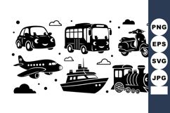 Various Transport Vehicles Including Car Bus Airplane Ship T Product Image 1