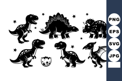 Dinosaur vector with T-Rex, Stegosaurus, Triceratops, Ptero Product Image 1