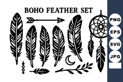 Boho feather with arrow dreamcatcher moon and branch black Product Image 1