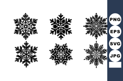 Snowflake with six unique black winter snow crystal designs Product Image 1