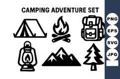Camping adventure with tent campfire backpack lantern mount Product Image 1