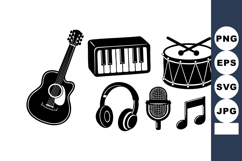 Music instruments collection with guitar keyboard drum headp Product Image 1