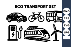 Eco transport including electric car, bicycle, bus, chargin Product Image 1