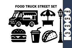 Food truck street with burger taco drink truck umbrella lam Product Image 1