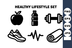 Healthy lifestyle with apple water bottle dumbbell sneaker Product Image 1