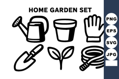 Home garden with watering can plant pot glove shovel sprout Product Image 1