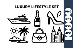 Luxury lifestyle with yacht bottle high heel palm tree hand Product Image 1