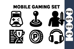 Mobile gaming icons joystick controller player trophy coin Product Image 1