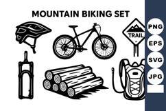 Mountain biking equipment with helmet bike trail sign logs Product Image 1