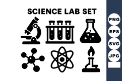 Science lab vector icons with microscope test tubes flask a Product Image 1