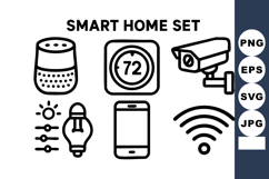 Smart home icons with security camera thermostat light bulb Product Image 1