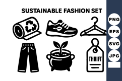 Sustainable fashion with recycle bin, sneakers, hanger, jea Product Image 1