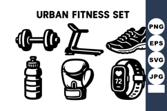 Urban fitness with dumbbell treadmill sneaker water bottle Product Image 1