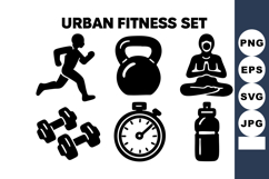 Urban fitness with running yoga dumbbells stopwatch and wat Product Image 1