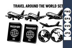 Travel around the world with airplanes passports and globes Product Image 1