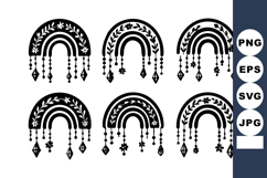 Boho decorative rainbows with hanging charms and floral elem Product Image 1