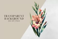 Birth Month Flowers Clipart, August Gladiolus PNG. Product Image 2