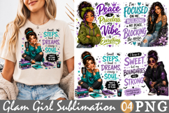 Glam Girl Sublimation PNG, Focused On Me Building My Peace Product Image 1