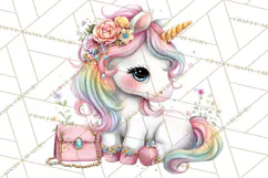 Fashion Glam Unicorn Clip Art for Printables, Unicorn Png Product Image 4