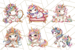 Fashion Glam Unicorn Clip Art for Printables, Unicorn Png Product Image 3