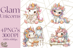 Fashion Glam Unicorn Clip Art for Printables, Unicorn Png Product Image 1