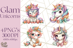 Fashion Glam Unicorn Clip Art for Printables, Unicorn Png Product Image 1
