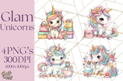 Fashion Glam Unicorn Clip Art for Printables, Unicorn Png Product Image 1