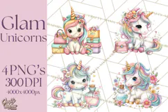 Fashion Glam Unicorn Clip Art for Printables, Unicorn Png Product Image 1