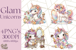Fashion Glam Unicorn Clip Art for Printables, Unicorn Png Product Image 1