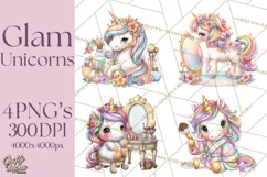 Fashion Glam Unicorn Clip Art for Printables, Unicorn Png Product Image 1