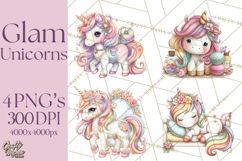 Fashion Glam Unicorn Clip Art for Printables, Unicorn Png Product Image 1