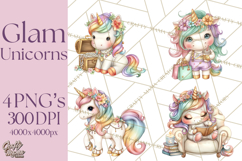Fashion Glam Unicorn Clip Art for Printables, Unicorn Png Product Image 1