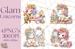 Fashion Glam Unicorn Clip Art for Printables, Unicorn Png Product Image 1