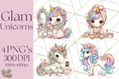 Fashion Glam Unicorn Clip Art for Printables, Unicorn Png Product Image 1