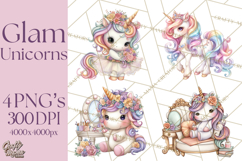 Fashion Glam Unicorn Clip Art for Printables, Unicorn Png Product Image 1