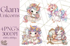 Fashion Glam Unicorn Clip Art for Printables, Unicorn Png Product Image 1