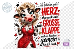 Glamorous Cow German Funny Quote Sublimation PNG File Product Image 1
