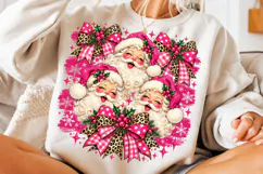 Pink Santa Christmas PNG | Leopard & Coquette Bow Png Product Image 3