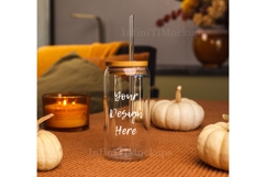 Glass can Fall mockup 16oz Sipper glass Libbey mock up Product Image 1