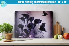 Glass Cutting Boards Kitchen | Black flowers Product Image 1